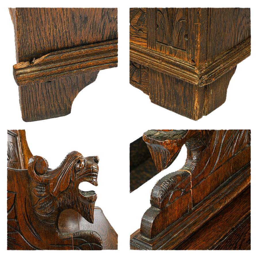 Antique English Settee Storage Bench in the Renaissance Revival-Style-6