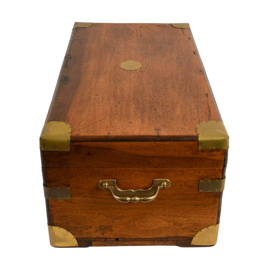 Antique Camphor Wood Tool Chest with Brass Hardware-5
