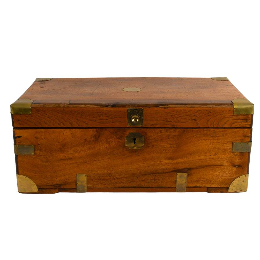 Antique Camphor Wood Tool Chest with Brass Hardware-3