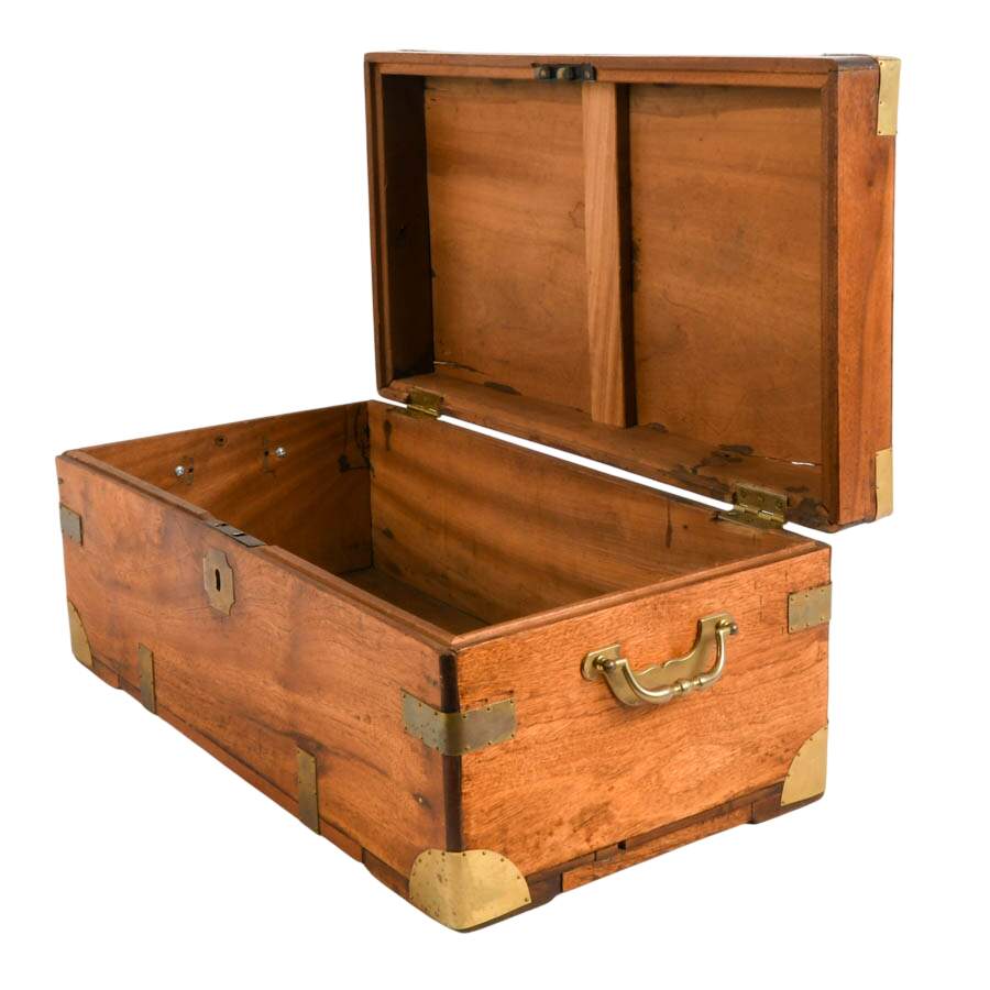 Antique Camphor Wood Tool Chest with Brass Hardware-2