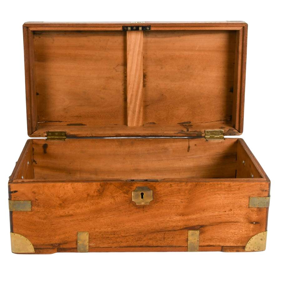 Antique Camphor Wood Tool Chest with Brass Hardware-1