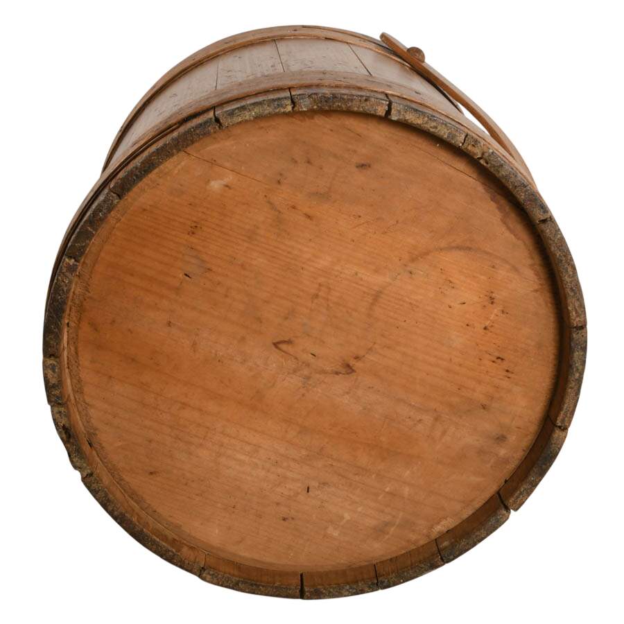 19th-Century Staved Wood Firkin Storage Pail-9