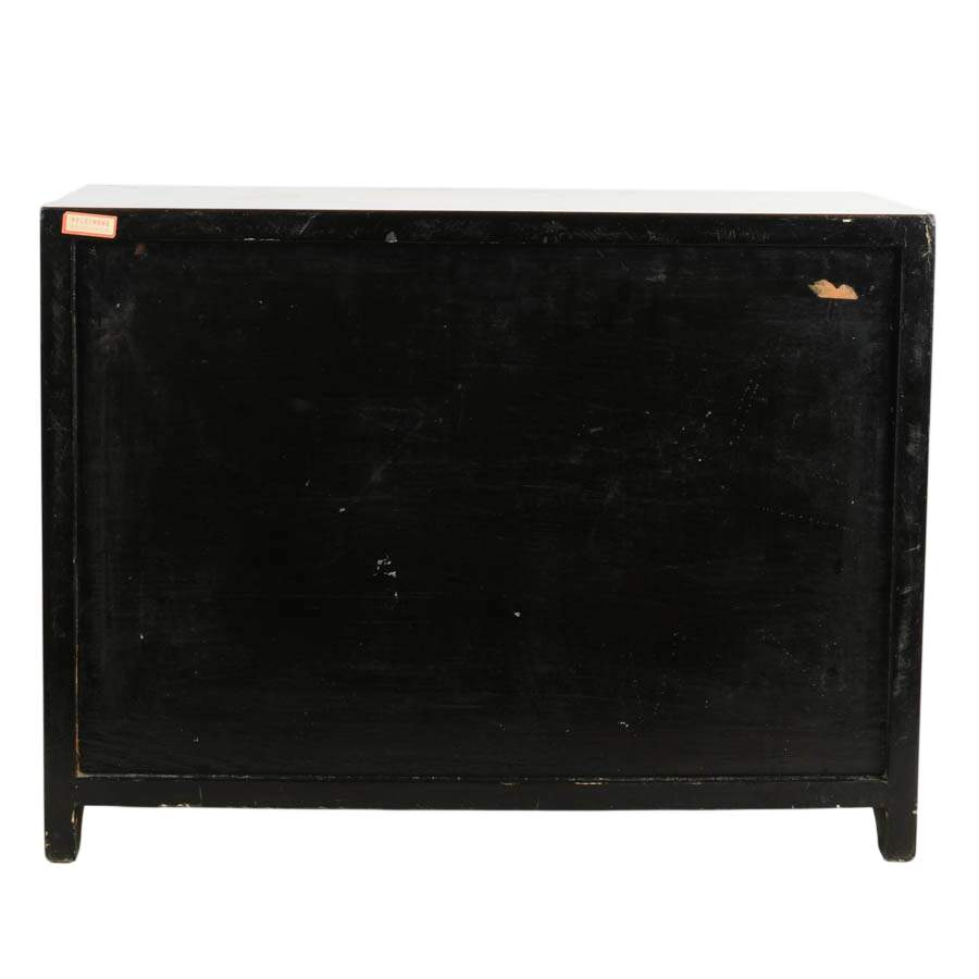Chinese Red Lacquer Cabinet with Hand-Painted Landscape Scenes-12