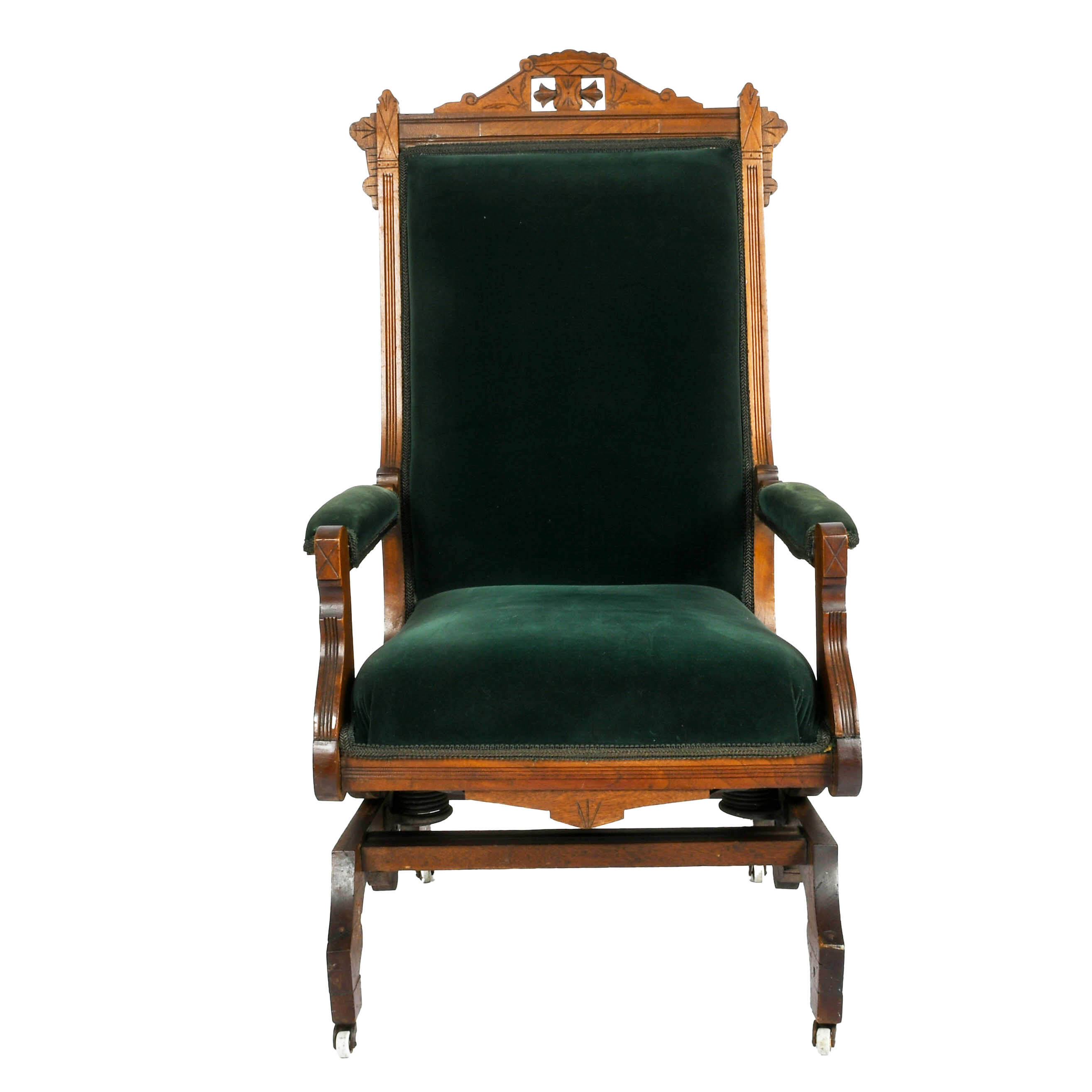 Antique Eastlake Carved Walnut Platform Rocking Chair-1