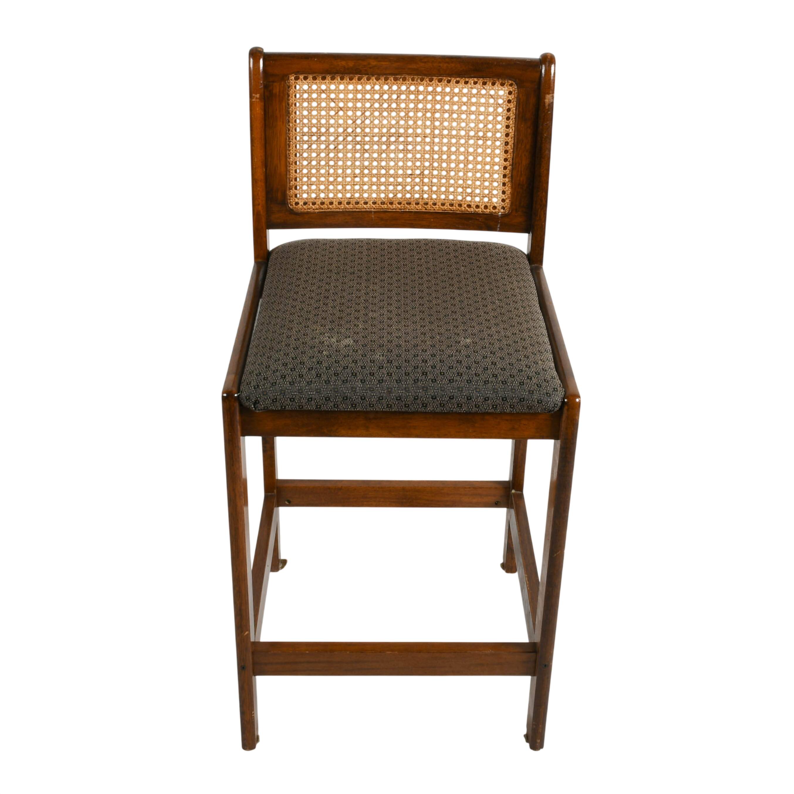 Oak Cane Back Bar Counter Stool-2