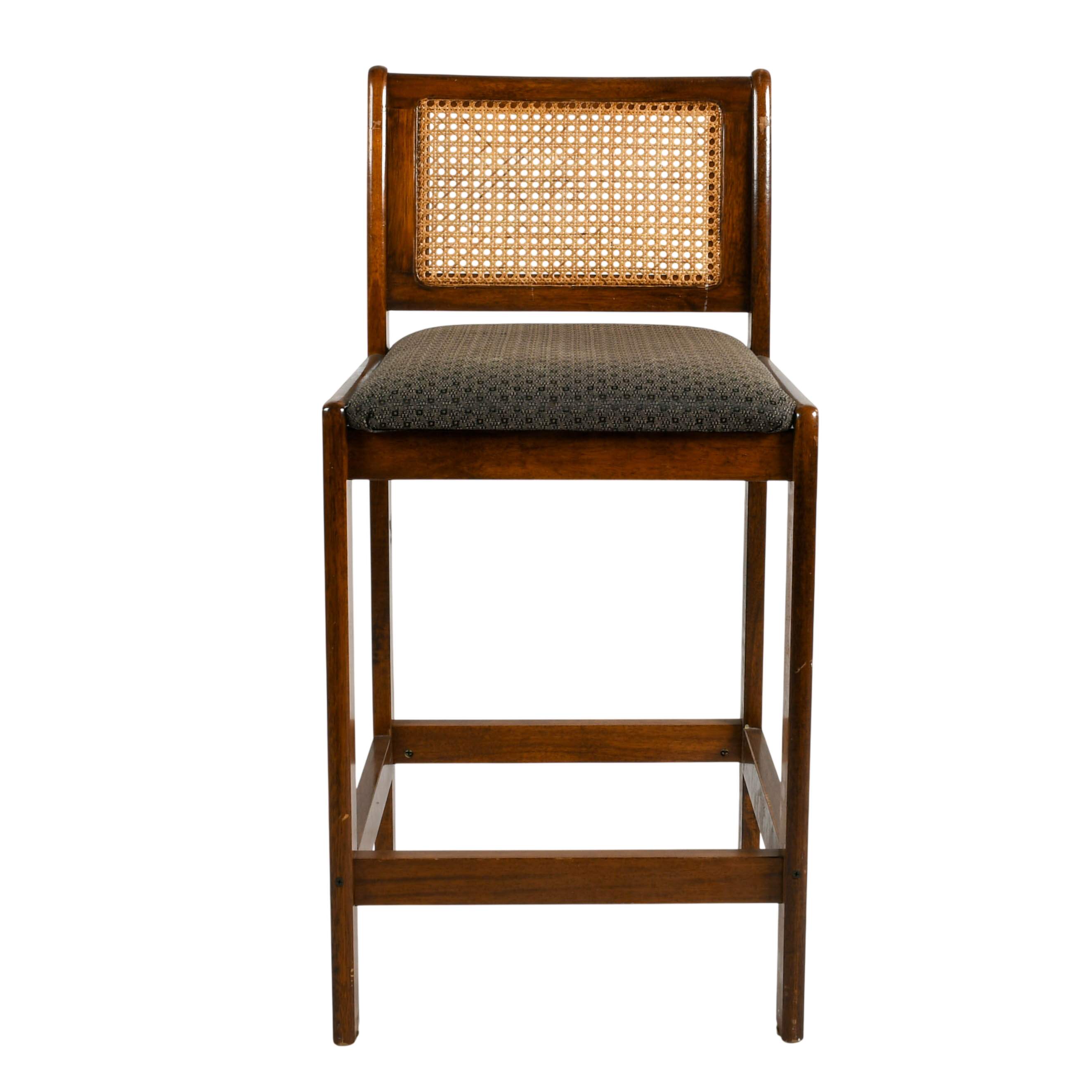Oak Cane Back Bar Counter Stool-1