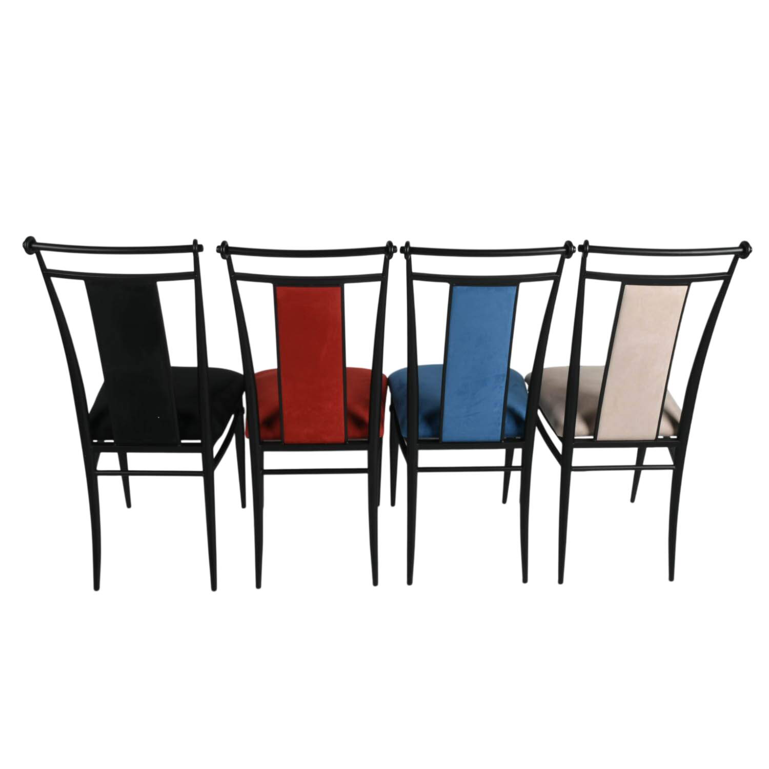 Four-Piece Faux Suede Dramatic Color Dining Room Chair Set-4