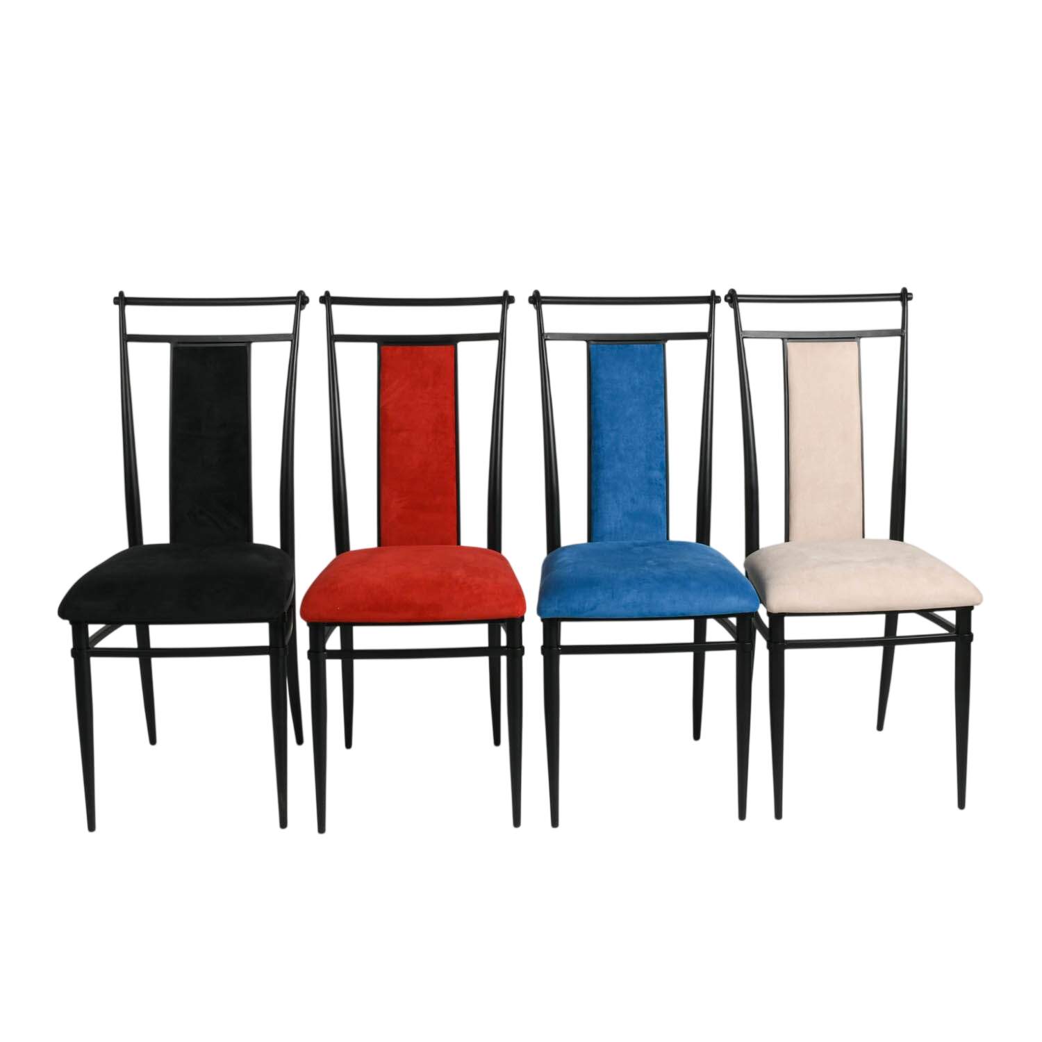 Four-Piece Faux Suede Dramatic Color Dining Room Chair Set-1