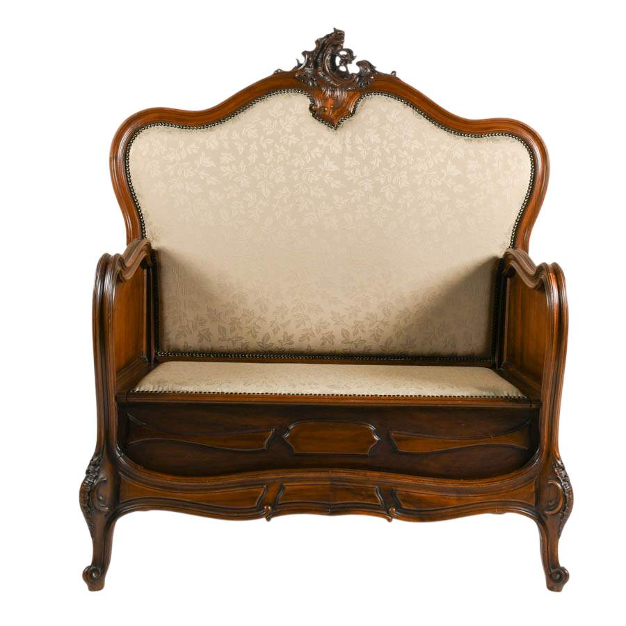 Antique Rococo Headboard Hall Bench-1