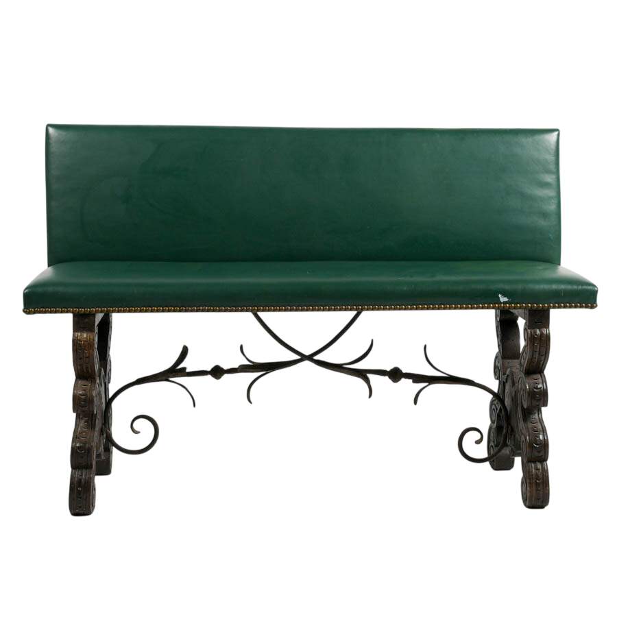 Rescued Seventeenth Century Spanish Agüero Armorial Carved Bench-1