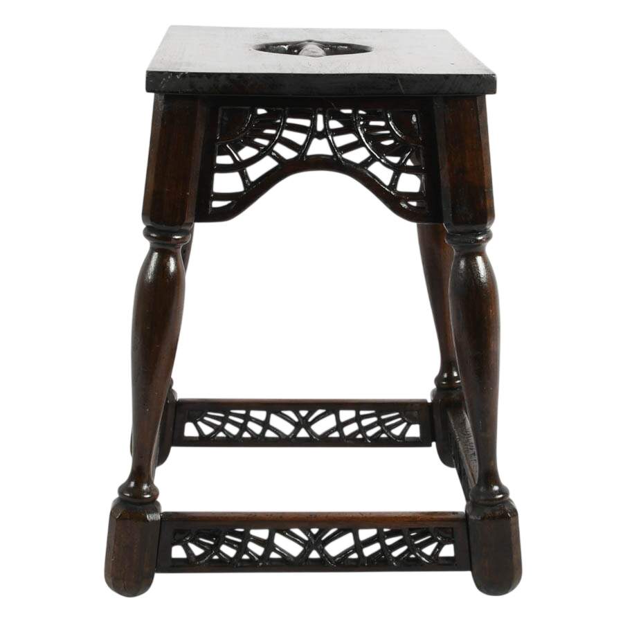 Signed F. W. Tyler Original 1943 Hand-Carved Wooden Stool-6
