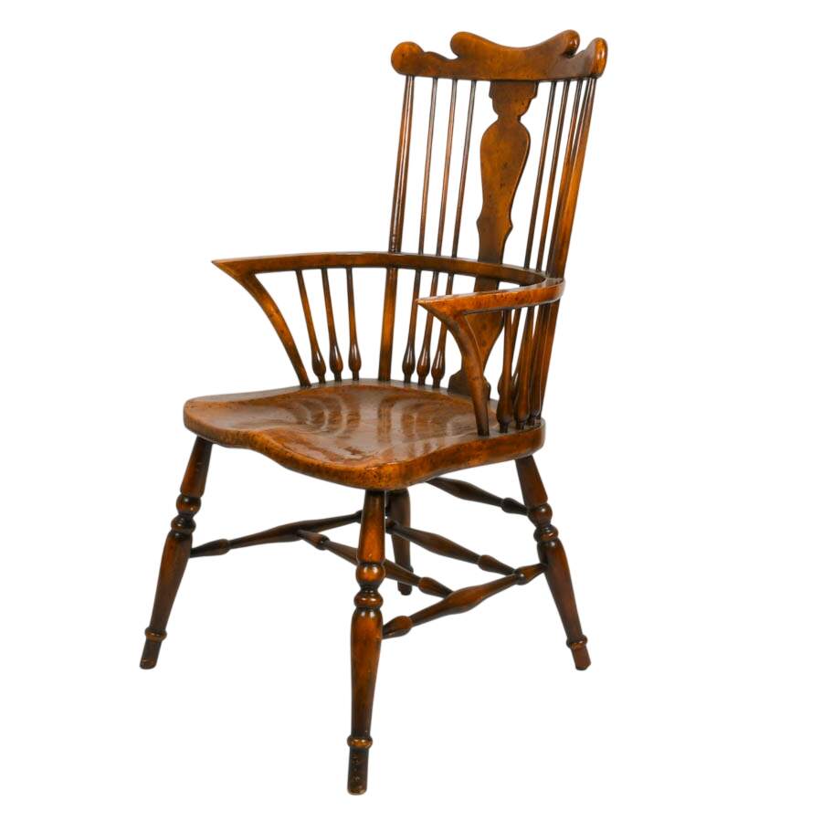 Antique Maple Burlwood Windsor Chair-2