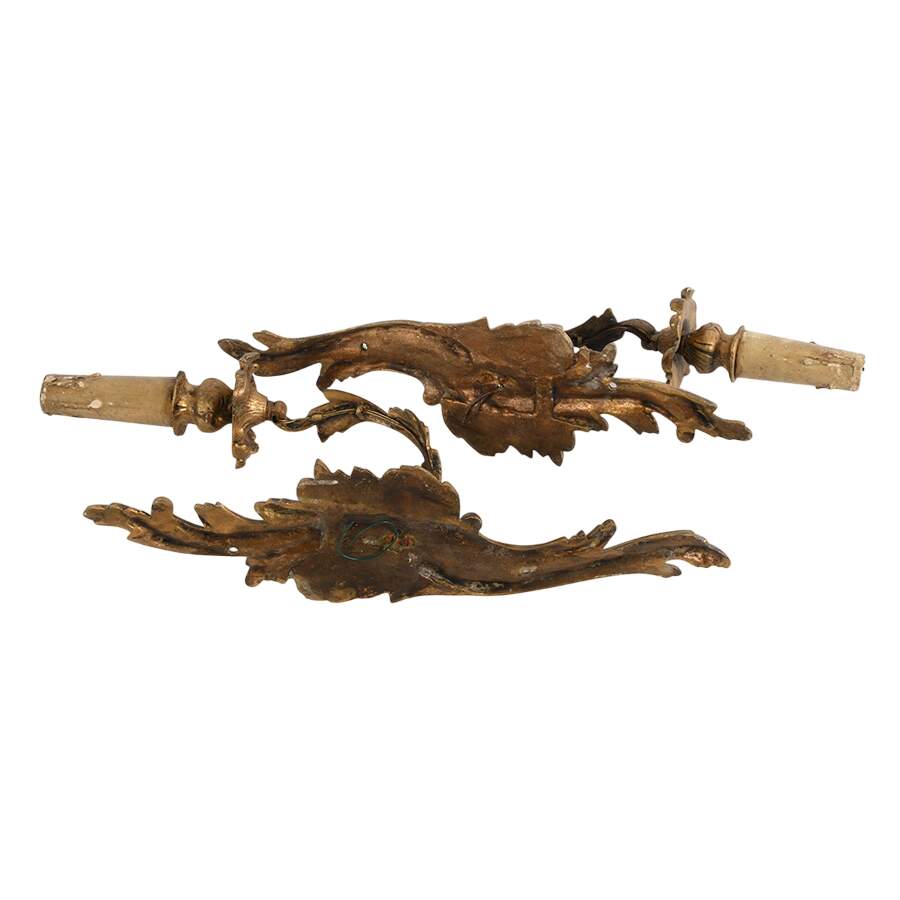 Pair of French Brass Leaf-Form Wall Sconces-6