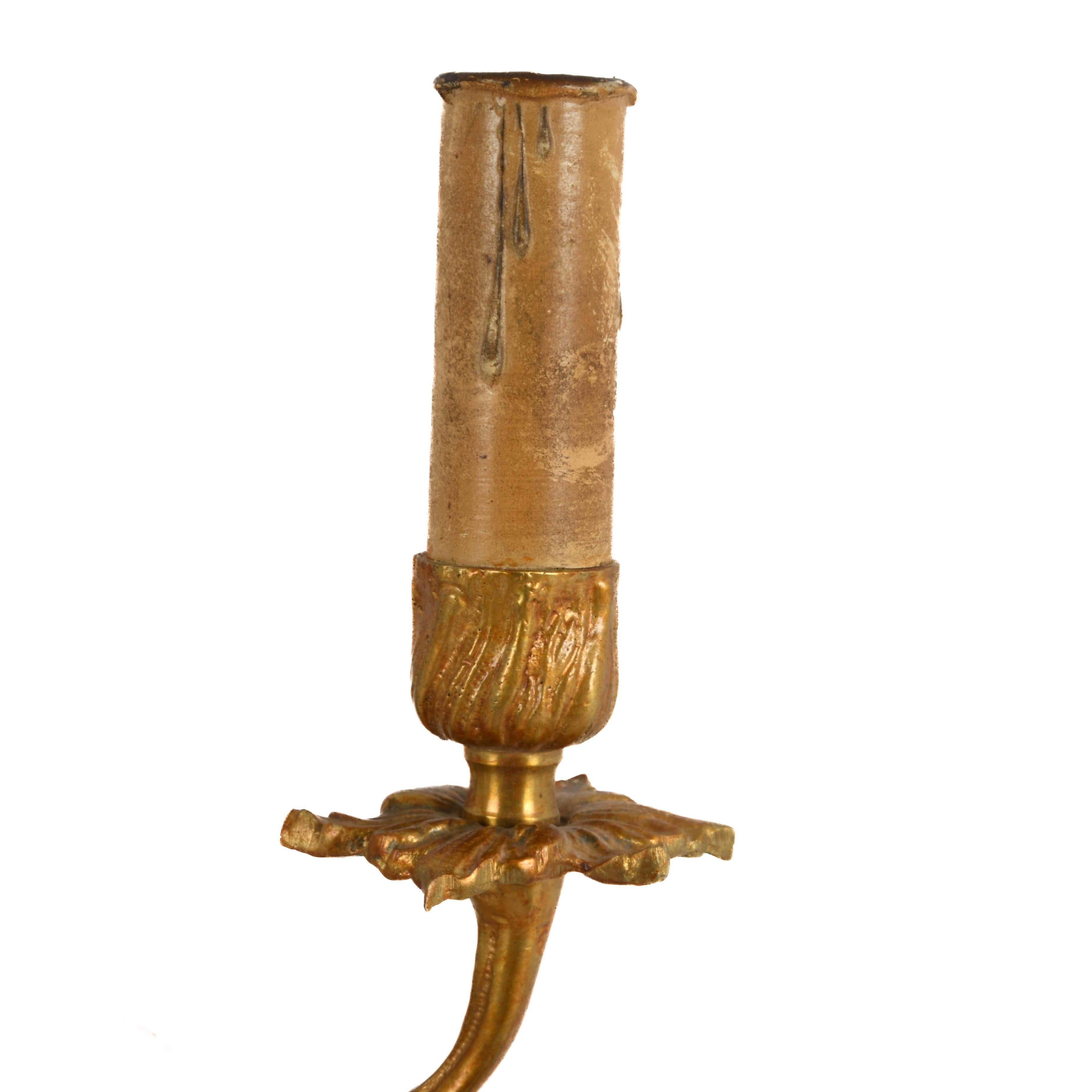 Pair of French Brass Floral Form Wall Sconces-10