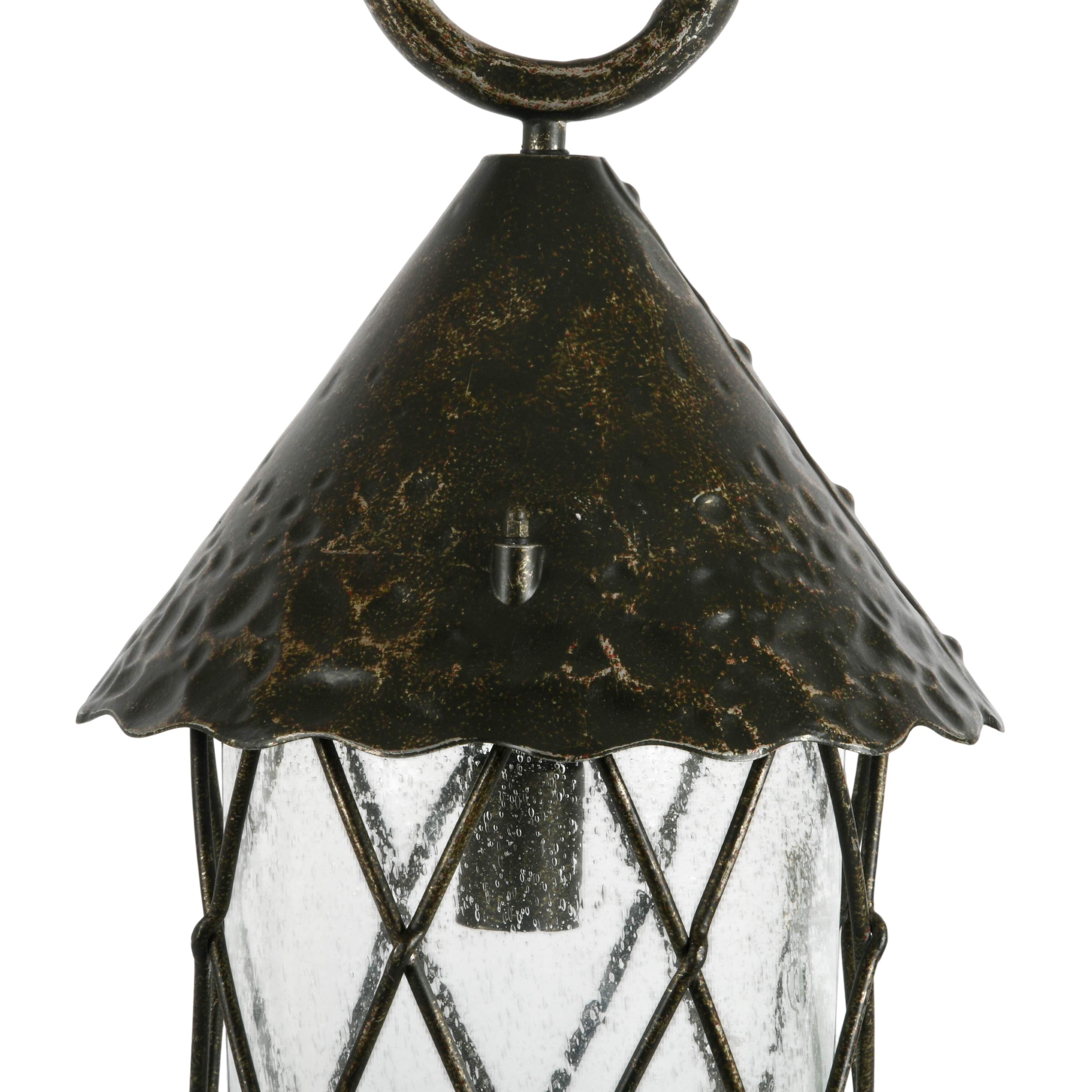 Rustic Outdoor Wall Lantern Light Fixture with Seeded Glass Shade-5