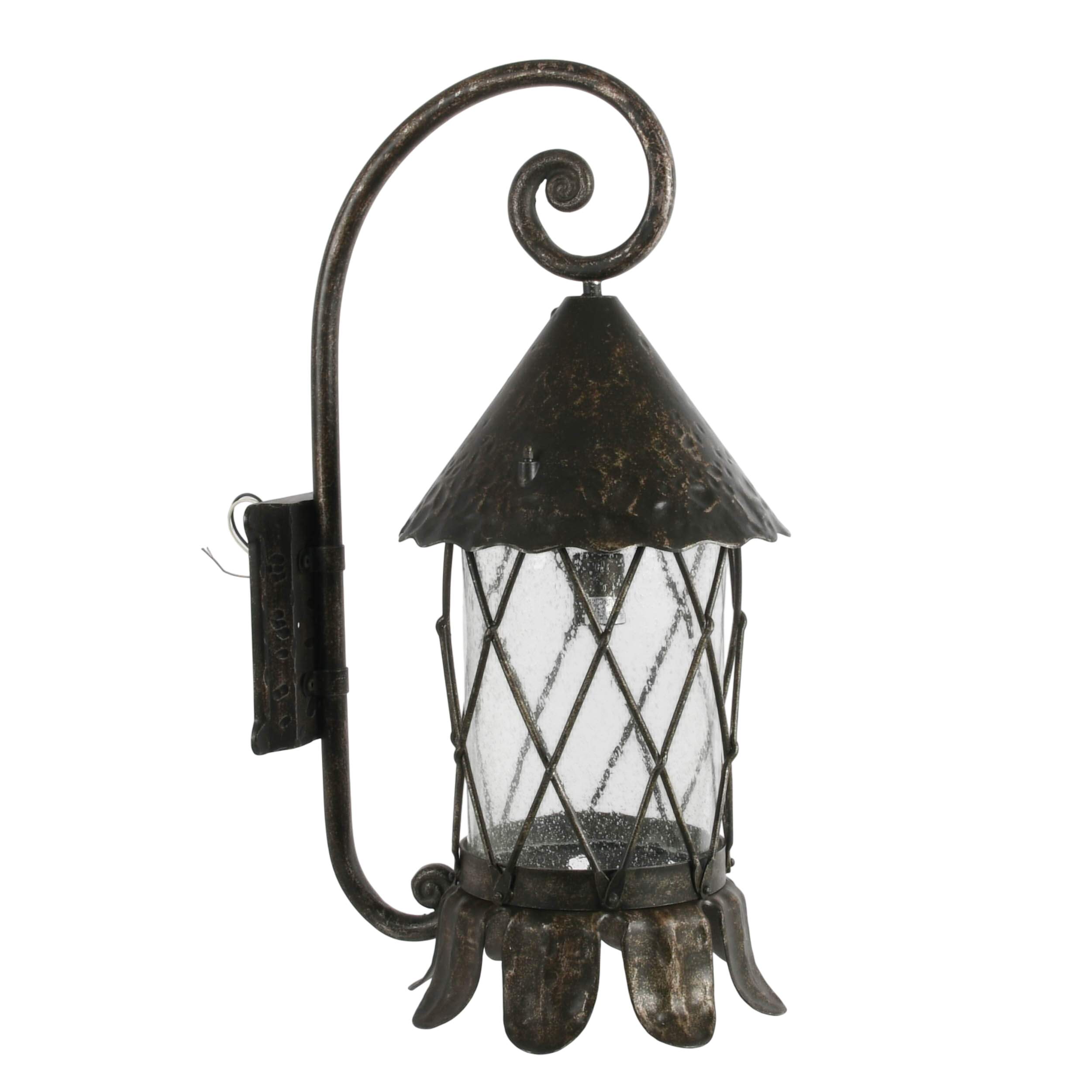 Rustic Outdoor Wall Lantern Light Fixture with Seeded Glass Shade-2