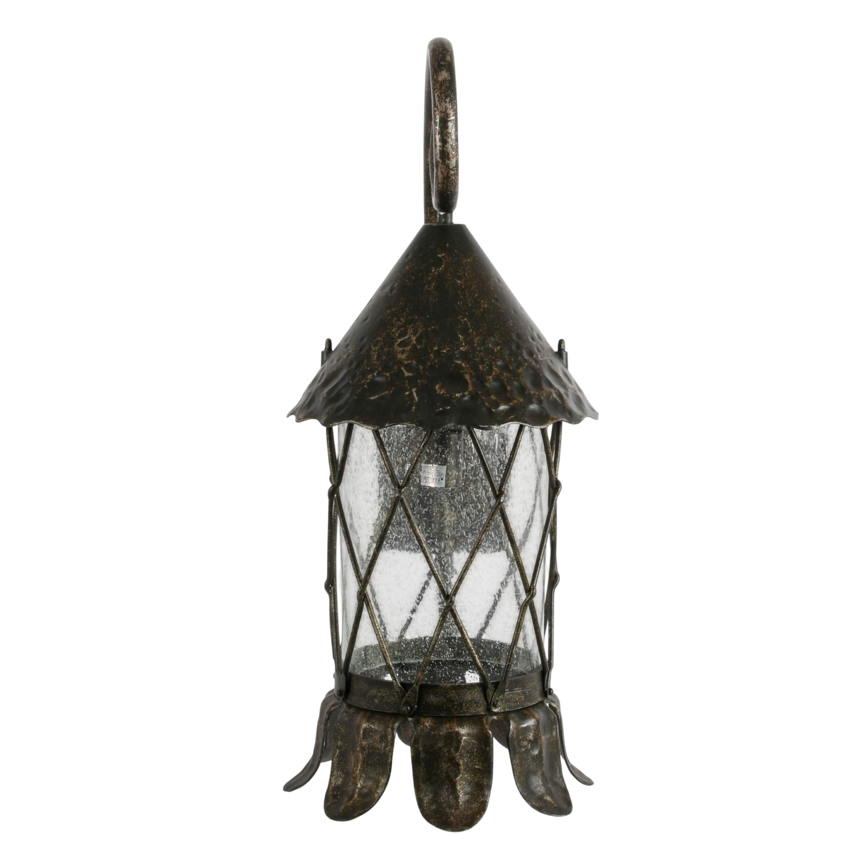 Rustic Outdoor Wall Lantern Light Fixture with Seeded Glass Shade-1