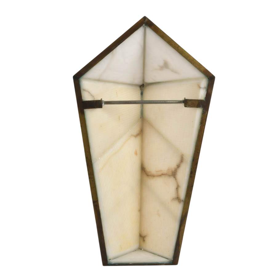 Art Deco-Style Brass and Alabaster Wall Shade-3