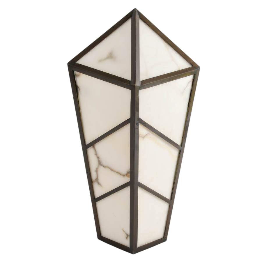 Art Deco-Style Brass and Alabaster Wall Shade-1