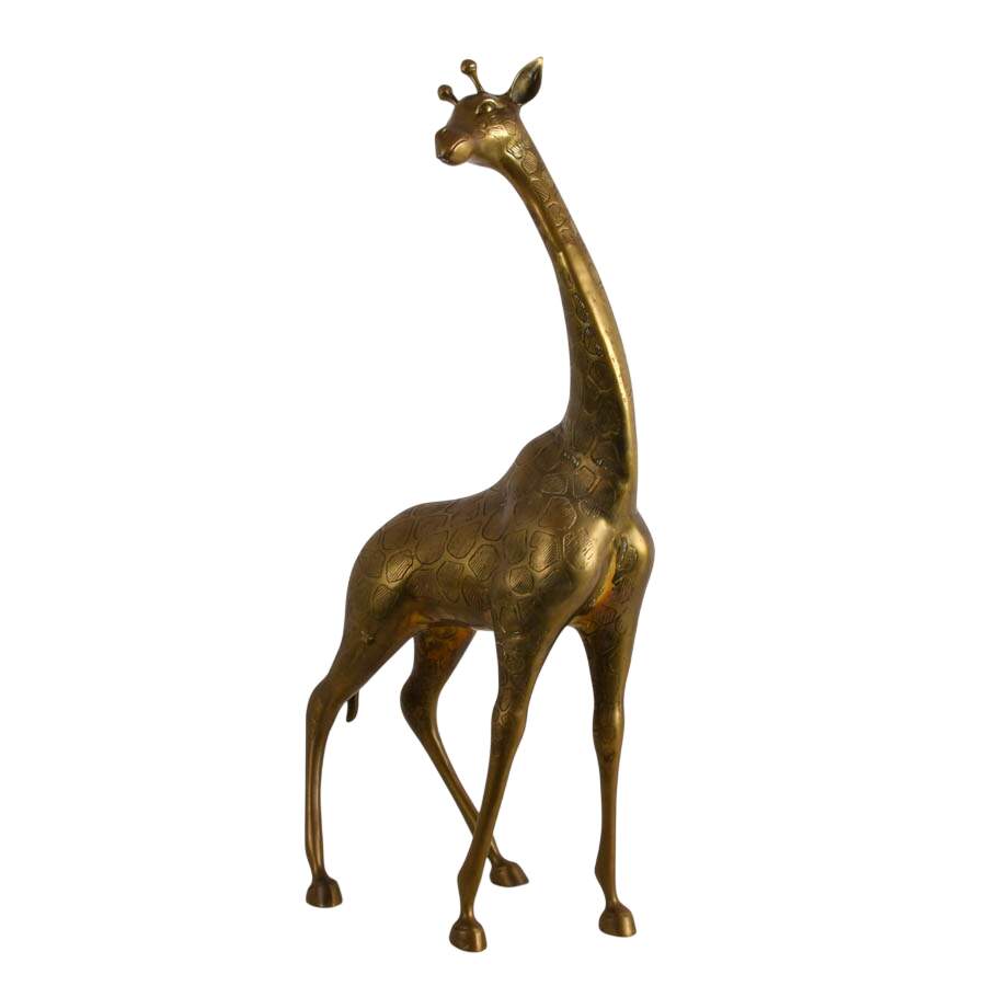 Mid-Century Modern Tall Brass Giraffe Sculpture-4