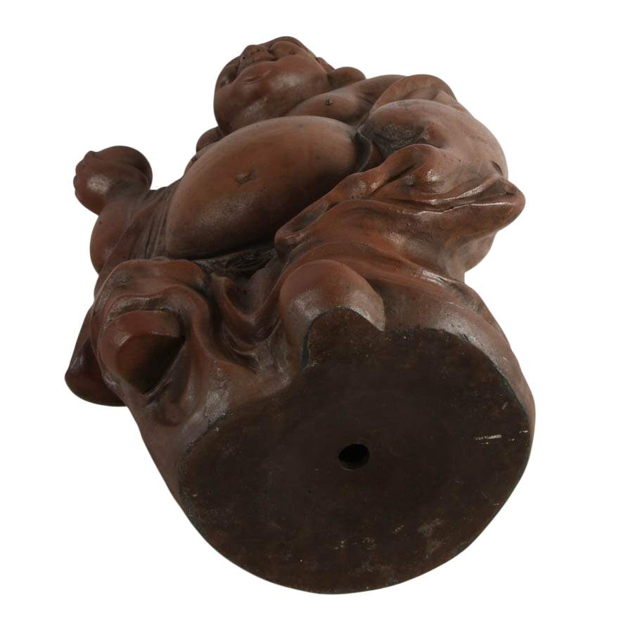 Signed Concrete Laughing Buddha Statue-9