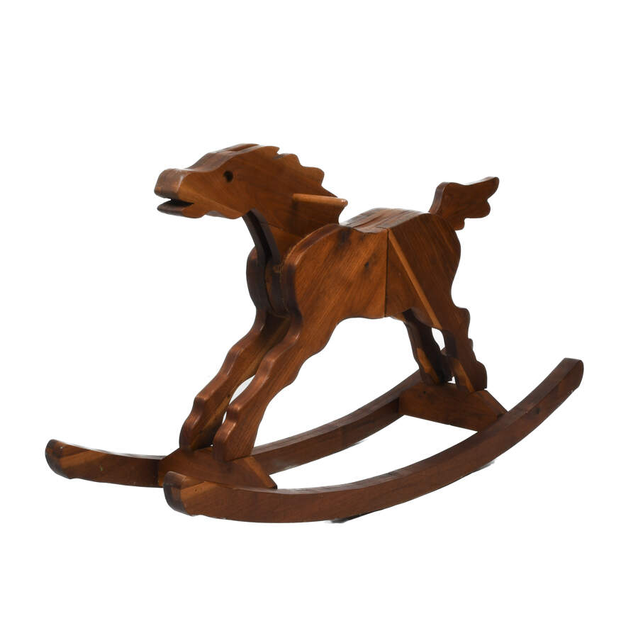 Carved Wooden Rocking Horse-3