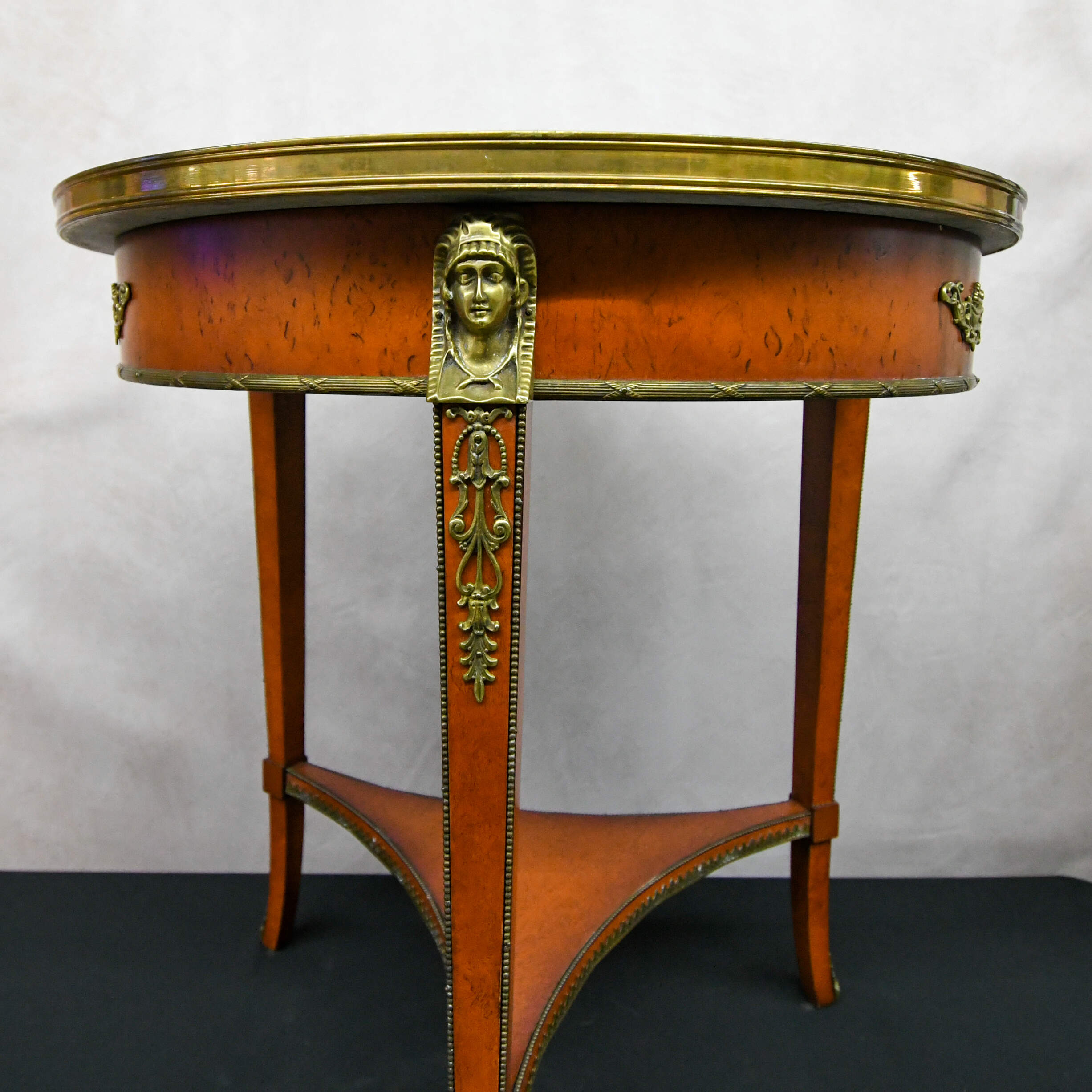 Pair of John Widdicomb Egyptian Revival Round Wood Side Tables-4