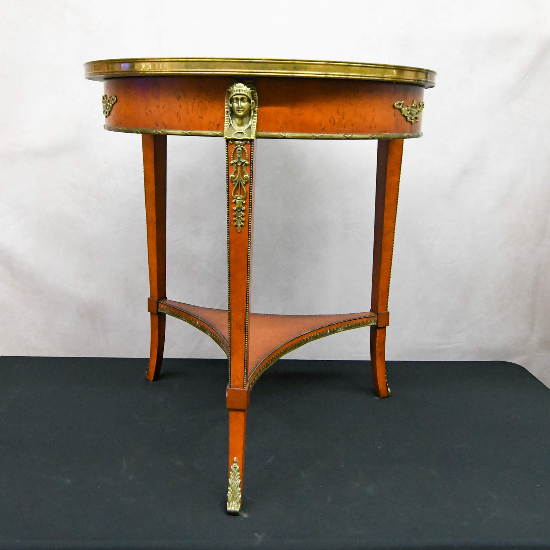 Pair of John Widdicomb Egyptian Revival Round Wood Side Tables-2