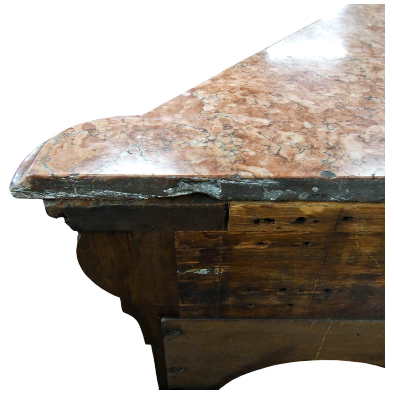 Antique Italian Pink Marble Top Console Table-10