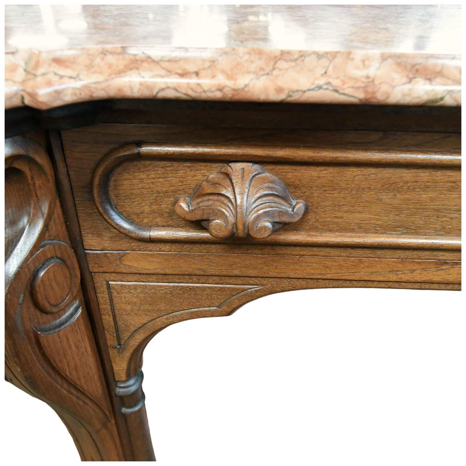 Antique Italian Pink Marble Top Console Table-8