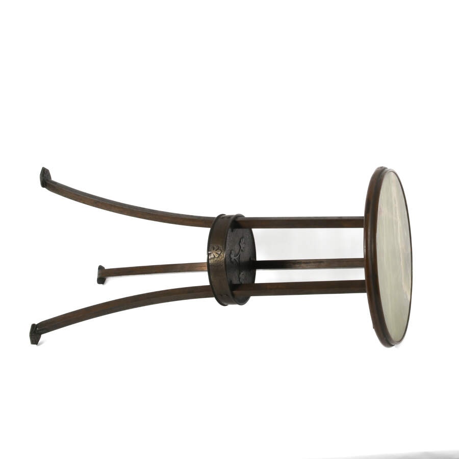 Antique Hollywood Regency Poured Resin Top and Iron Side Table-6
