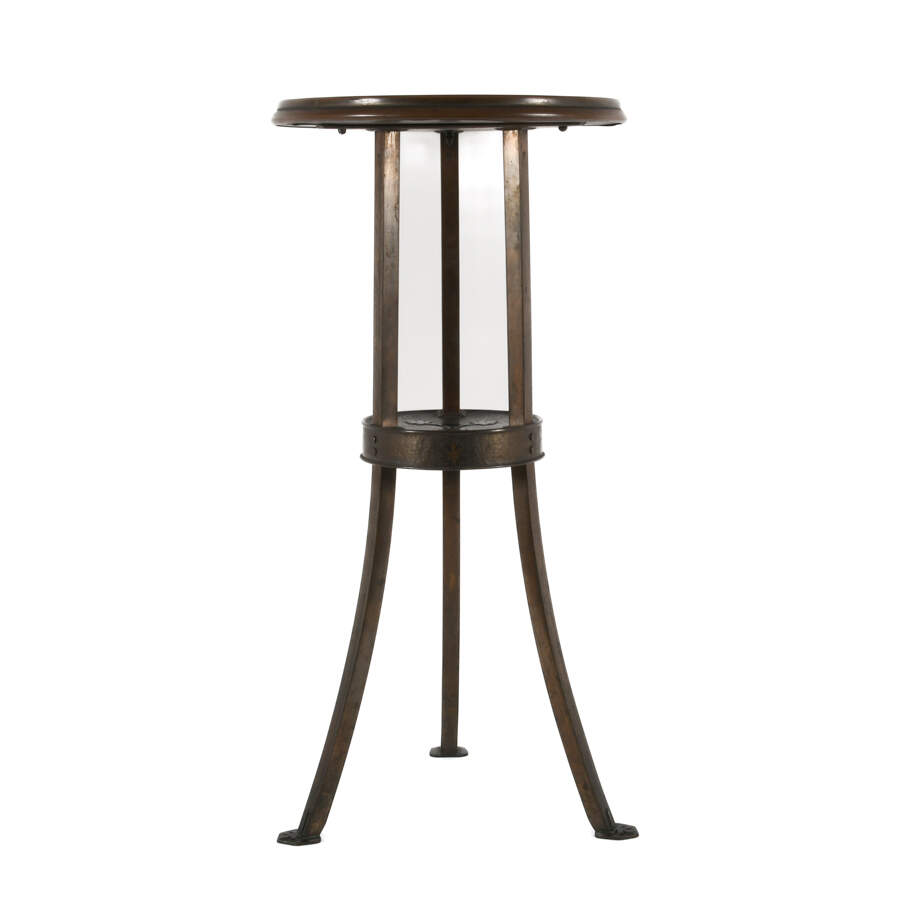 Antique Hollywood Regency Poured Resin Top and Iron Side Table-1