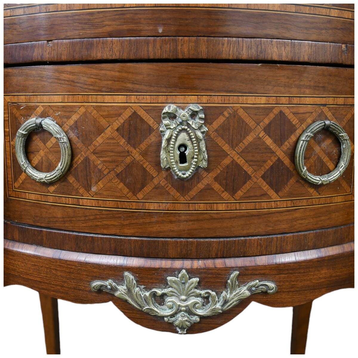 Antique Louis XVI-Style Kidney Side Table with Marble Top-7