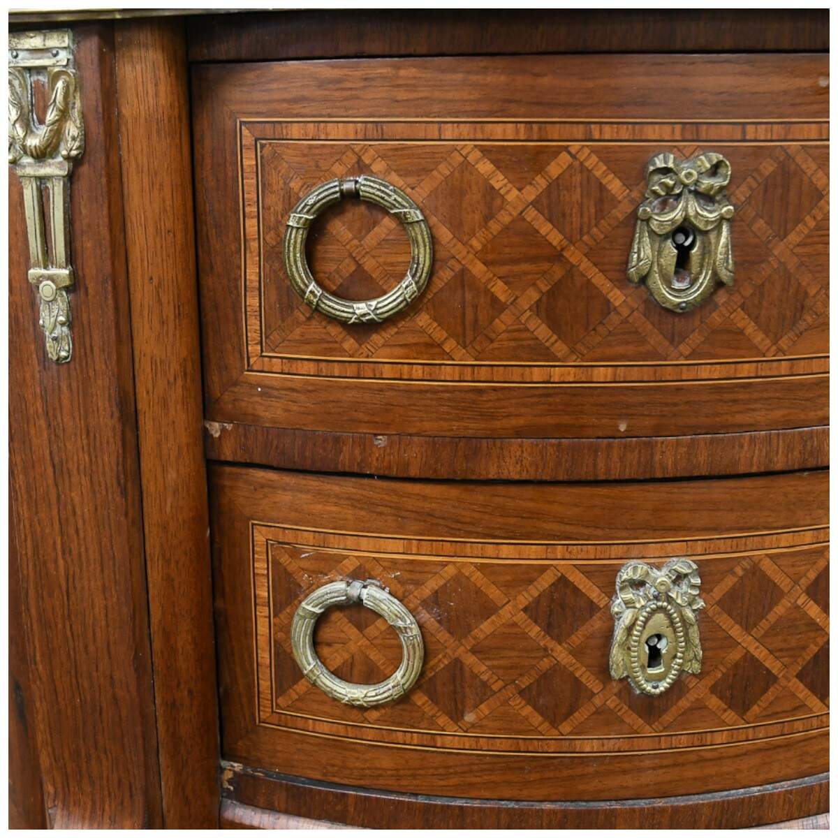 Antique Louis XVI-Style Kidney Side Table with Marble Top-3