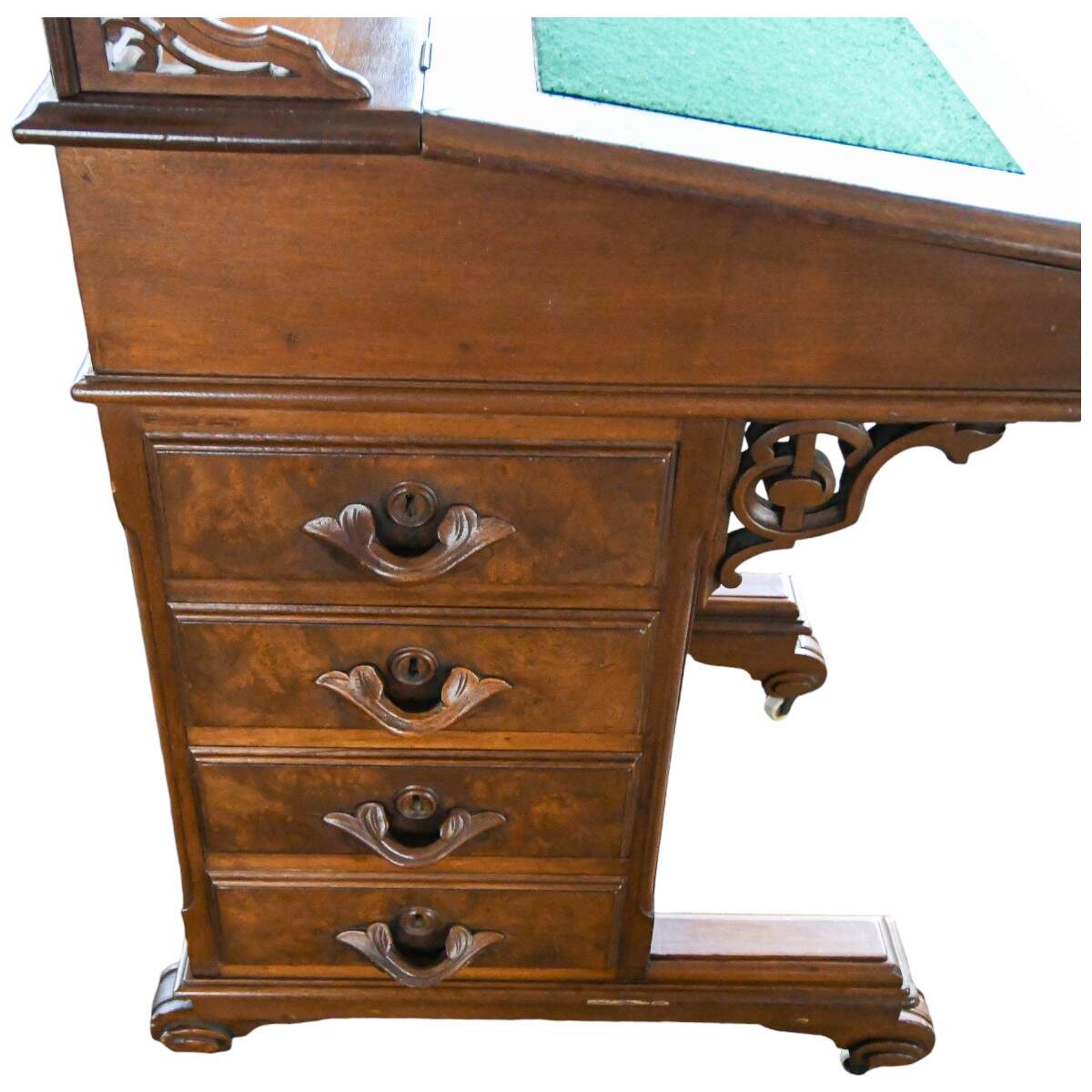 Antique Green Top Davenport Desk-8