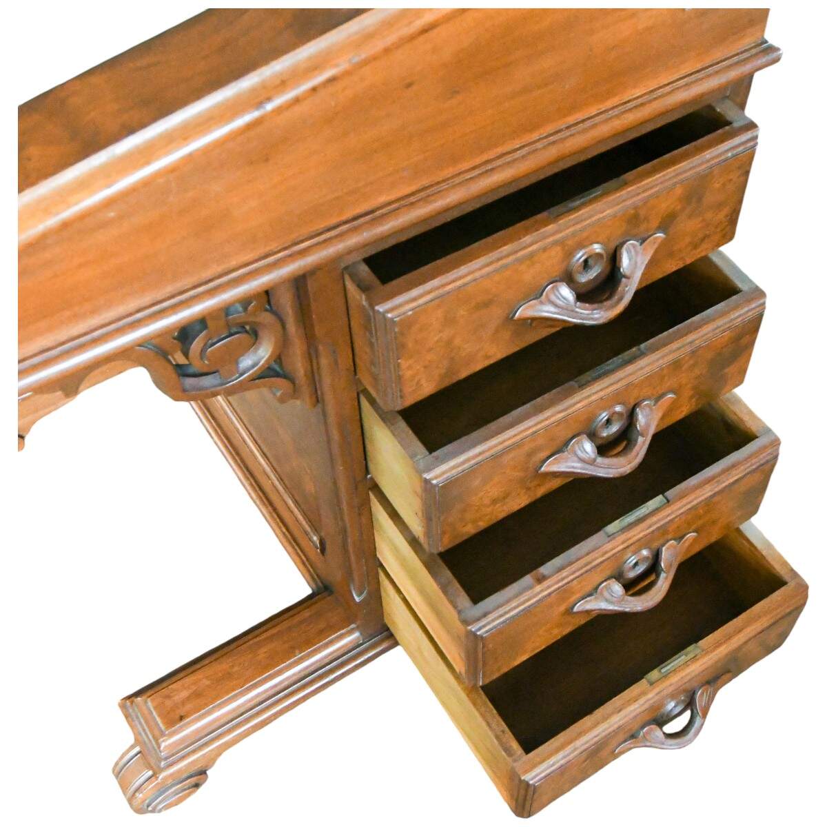 Antique Green Top Davenport Desk-6