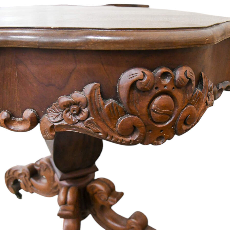 Antique Hand-Carved Dolphin Leg Side Table-9