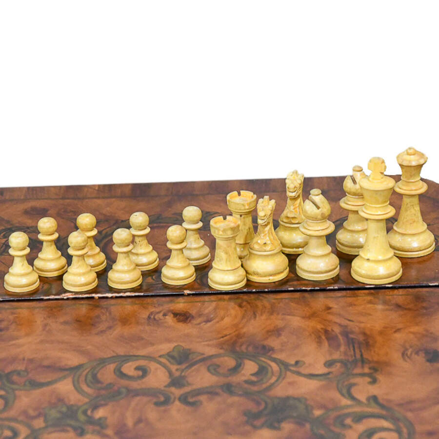Victorian-Style Reverse Top Game Table-7