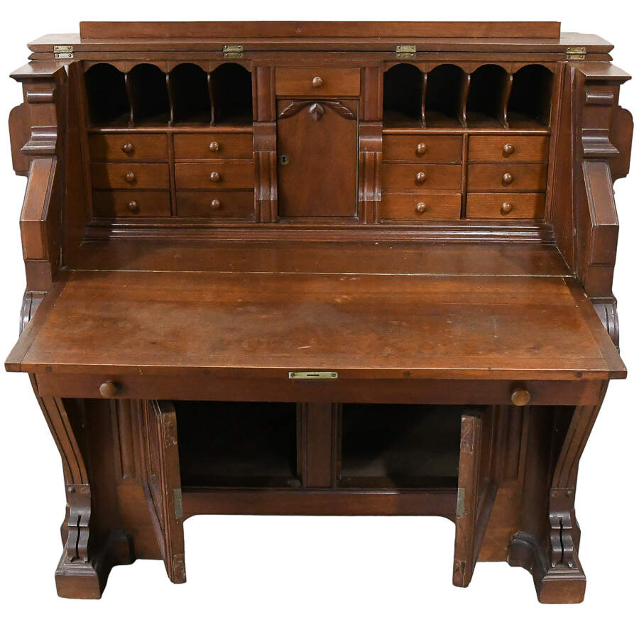 Antique Victorian Piano Top Secretary Desk-5