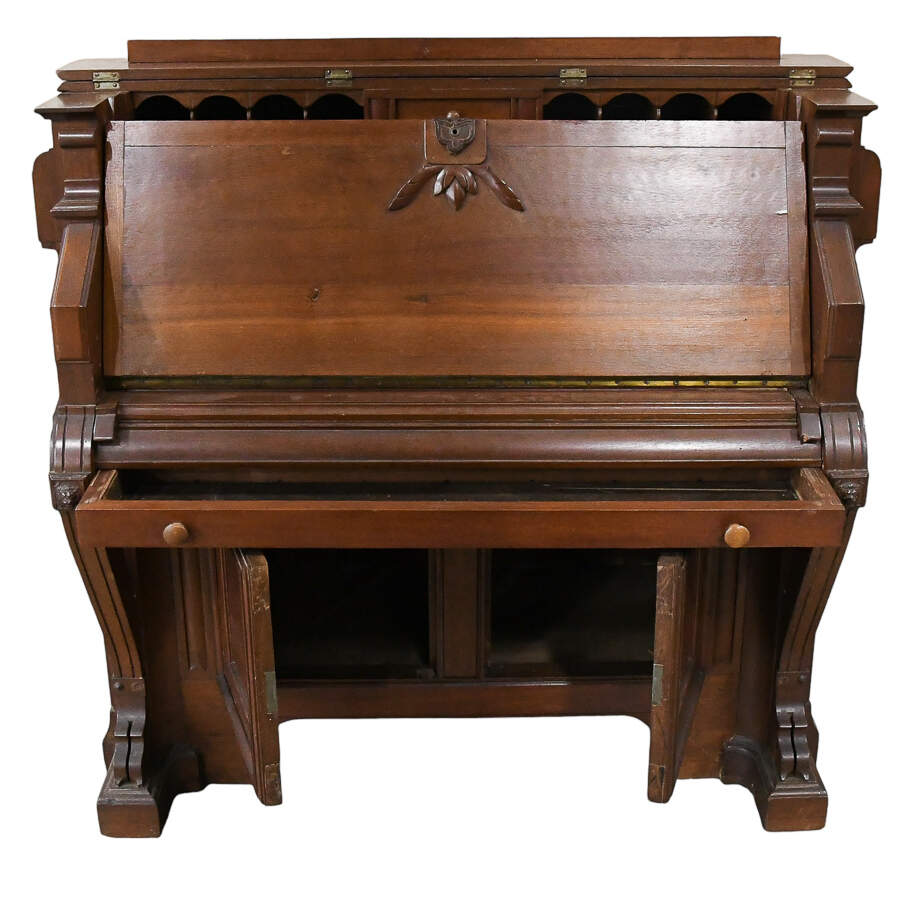 Antique Victorian Piano Top Secretary Desk-4