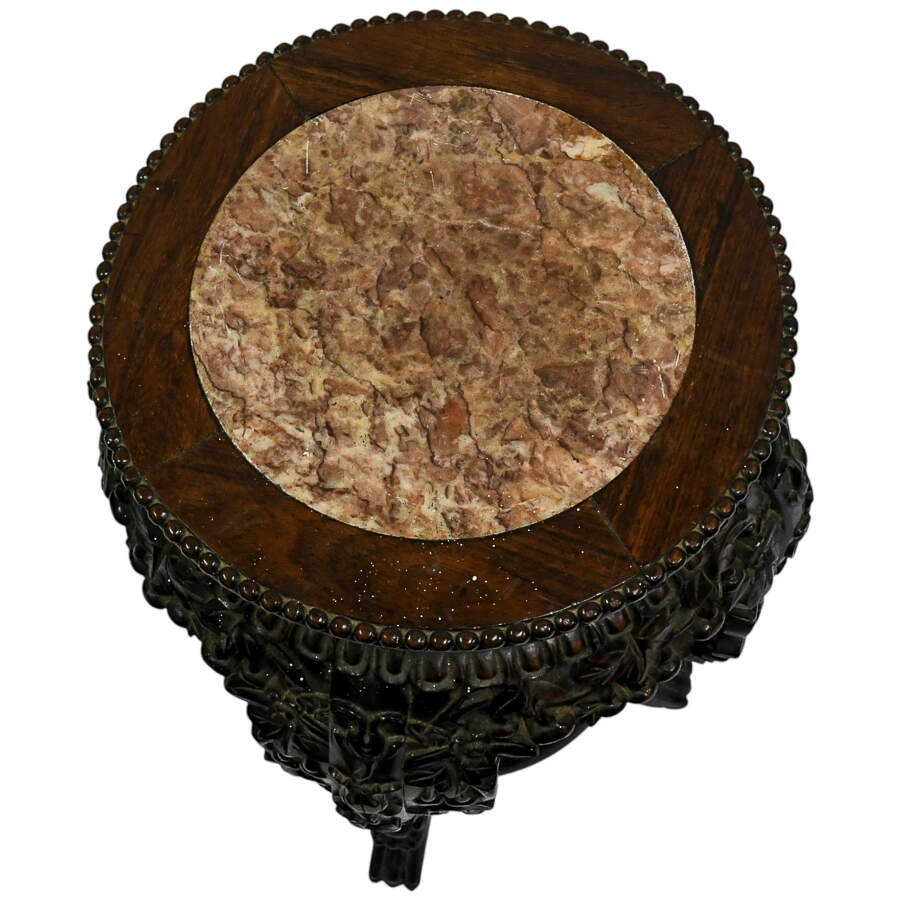 Antique Hand-Carved Chinese Marble Pedestal-4