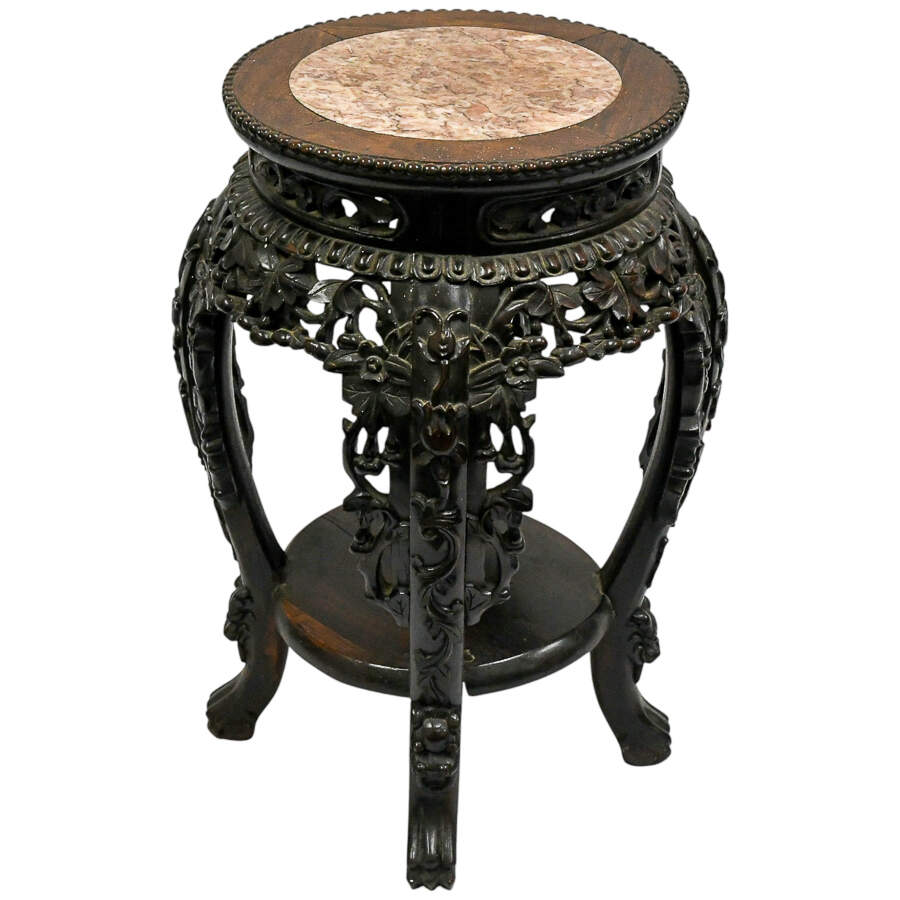 Antique Hand-Carved Chinese Marble Pedestal-2
