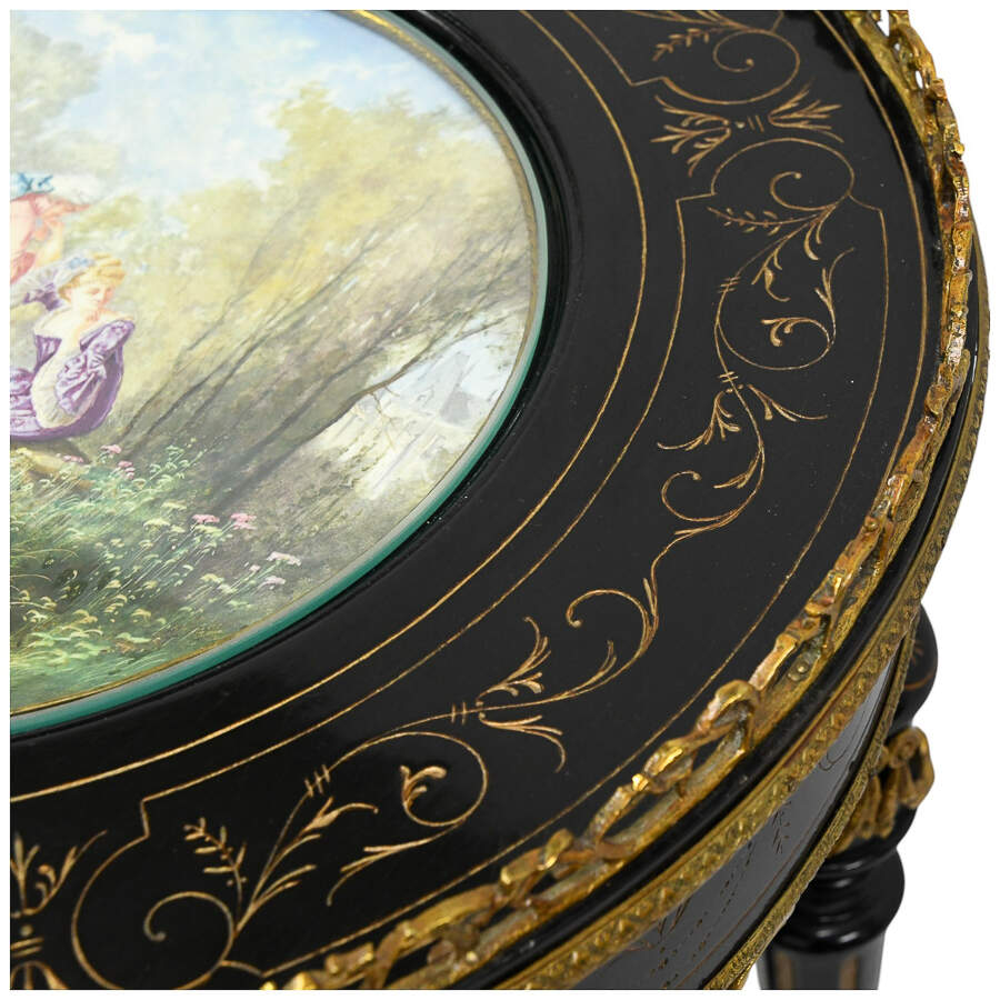 Antique Sèvres Style Gilt-Accented Gueridon Table with Porcelain Inset-13