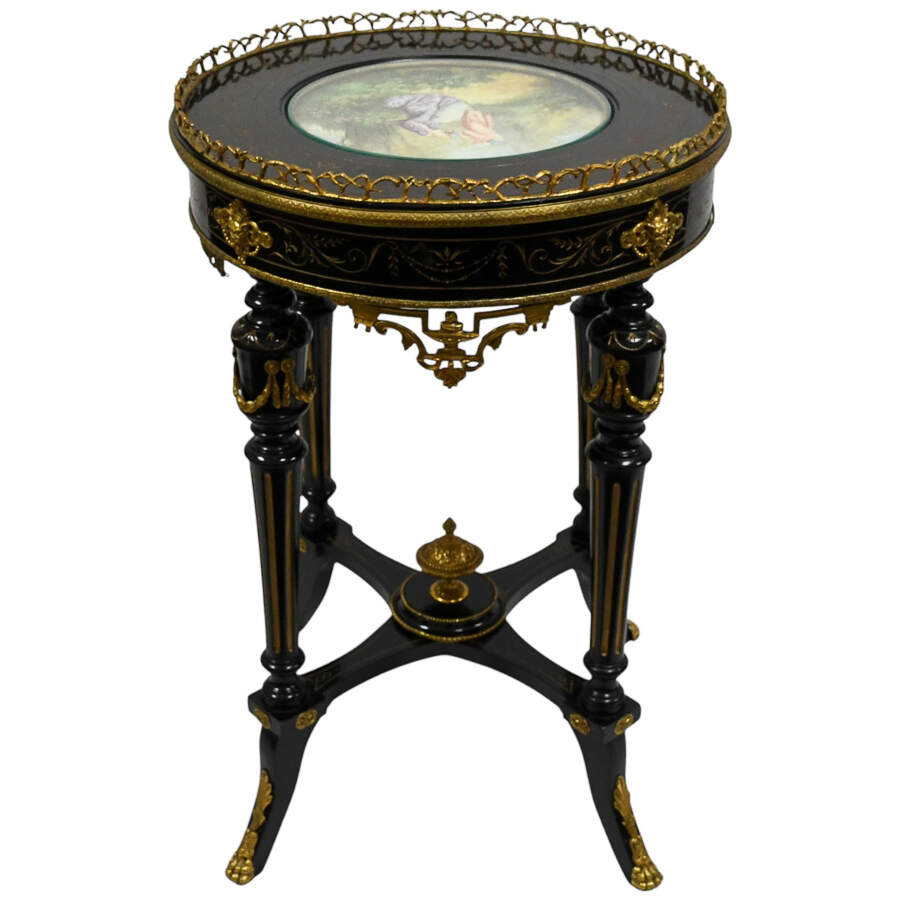 Antique Sèvres Style Gilt-Accented Gueridon Table with Porcelain Inset-4