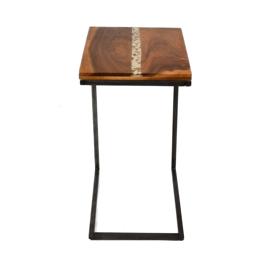 Walnut and Inlaid Pebbles Sofa Table-5