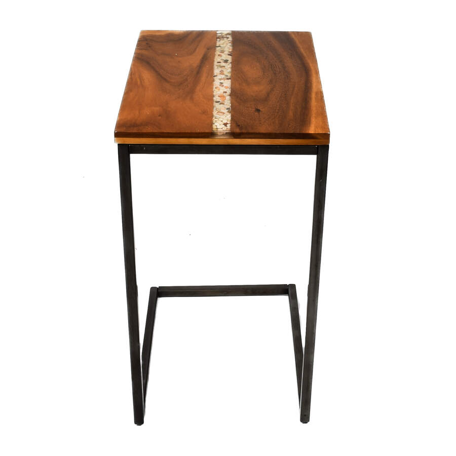Walnut and Inlaid Pebbles Sofa Table-1
