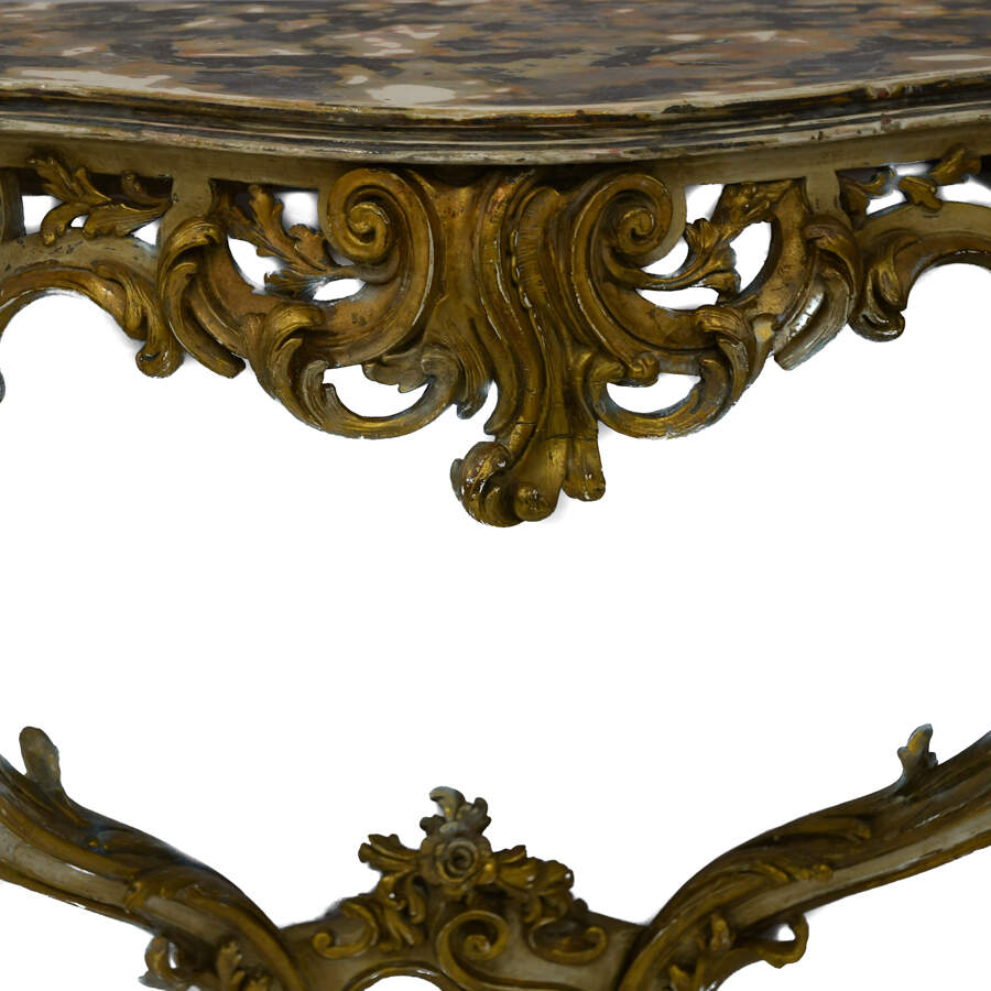 Pair of Louis XV Style Carved Giltwood Wall Mount Console Tables-4
