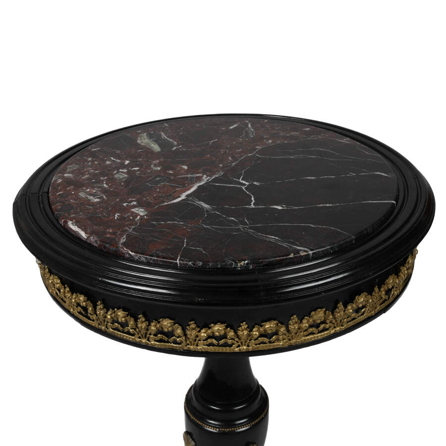 Antique French Dore Bronze and Marble Top Pedestal Table-5