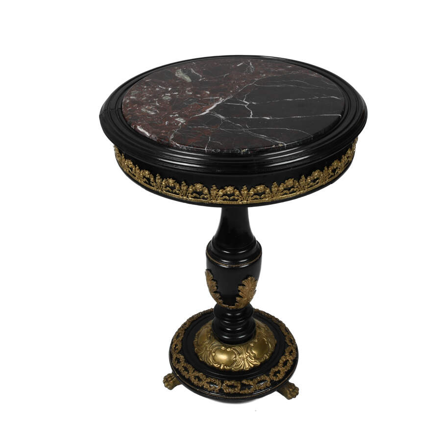 Antique French Dore Bronze and Marble Top Pedestal Table-1