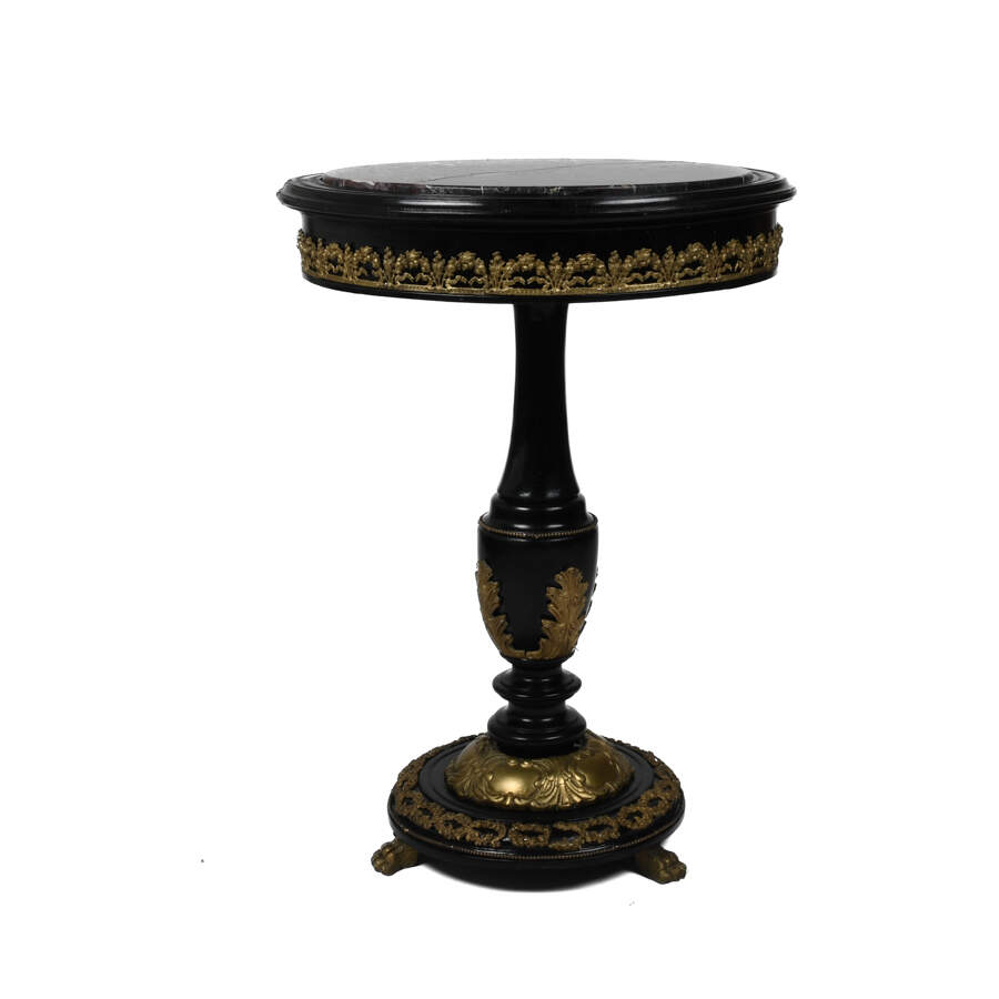 Antique French Dore Bronze and Marble Top Pedestal Table-2